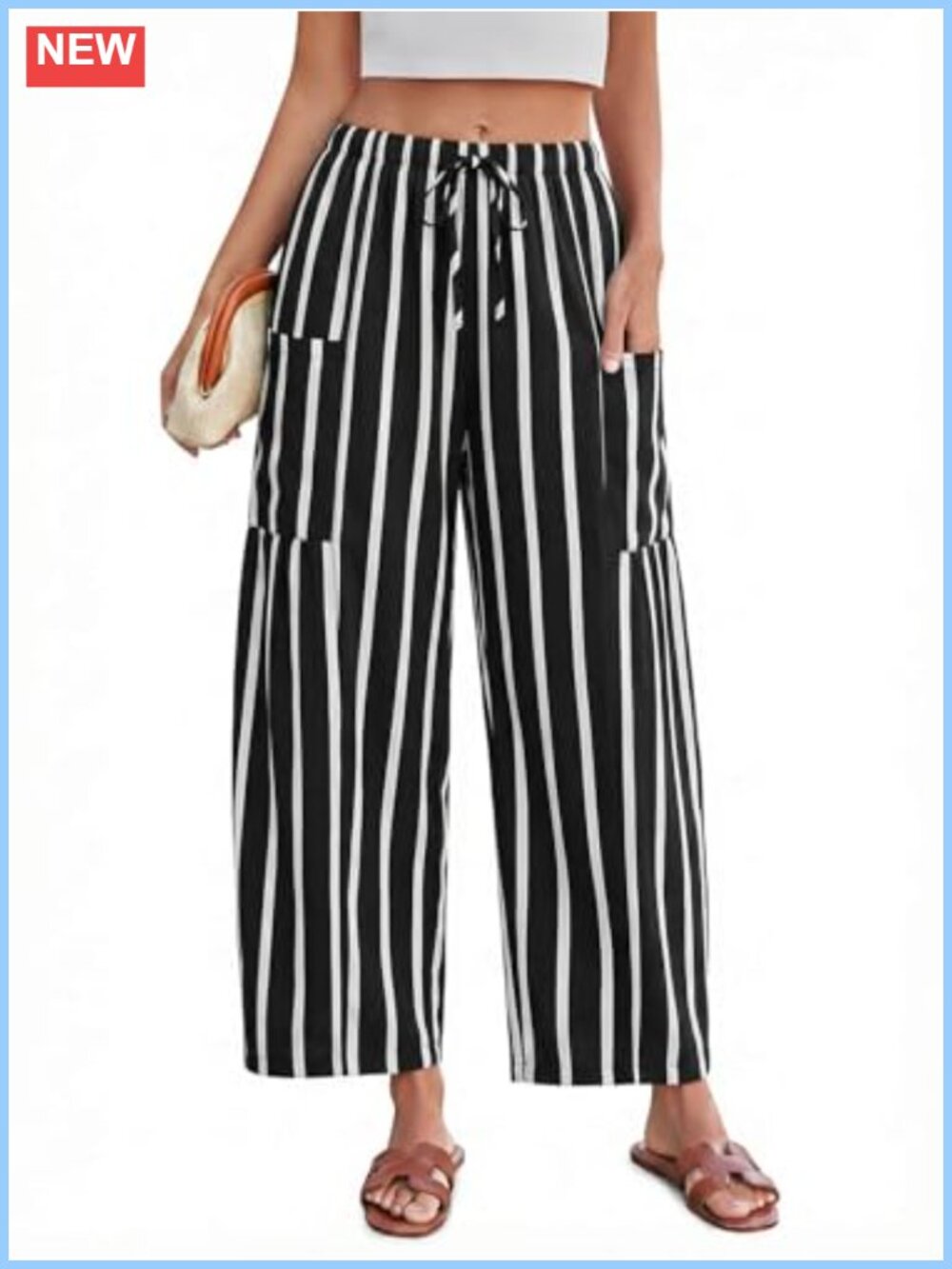 Wide Leg Palazzo Pants Flowy Floral Print with Pockets High Rise Drawstring